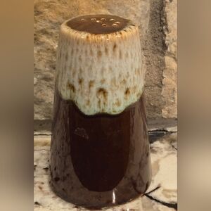 Vintage Canonsburg Brown Drip Glaze Pottery Pepper Shaker ONLY w/cork.